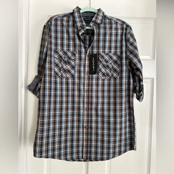 Axist mens Button Up Adjustable Sleeve Shirt Size M - Picture 1 of 7